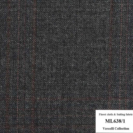 ML638/1 Vercelli CXM - Vải Suit 95% Wool - Xám Trơn